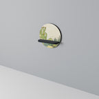 SUCCULENTS KALEIDOSCOPE Round Art Shelf In Black Finish