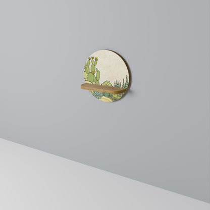 SUCCULENTS KALEIDOSCOPE Round Art Shelf In Oak Effect