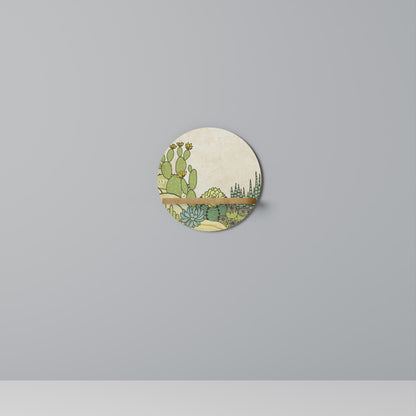 SUCCULENTS KALEIDOSCOPE Round Art Shelf In Oak Effect
