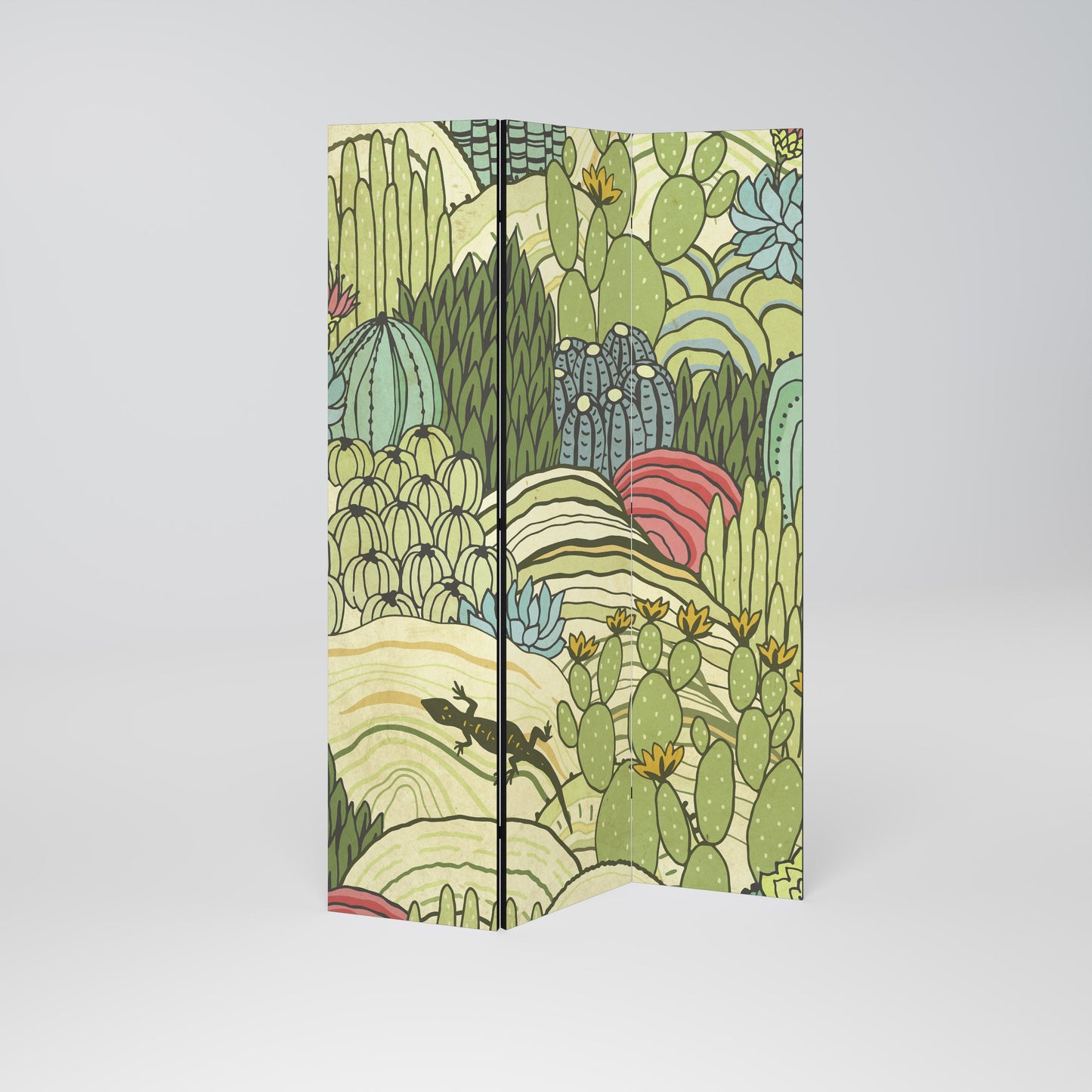 SUCCULENTS KALEIDOSCOPE Decorative 3-Panel Room Divider