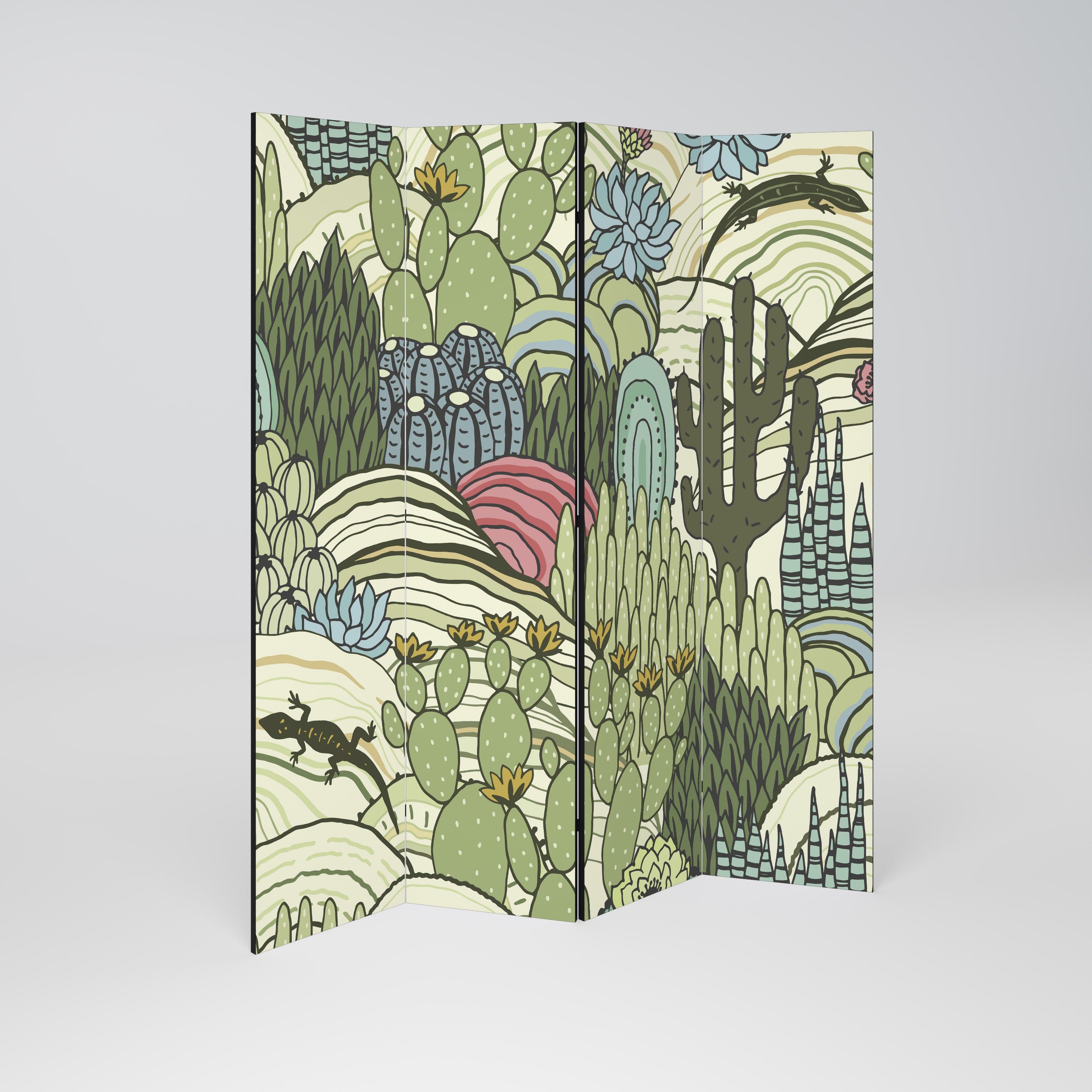 SUCCULENTS KALEIDOSCOPE Rumsavdelare 4 paneler