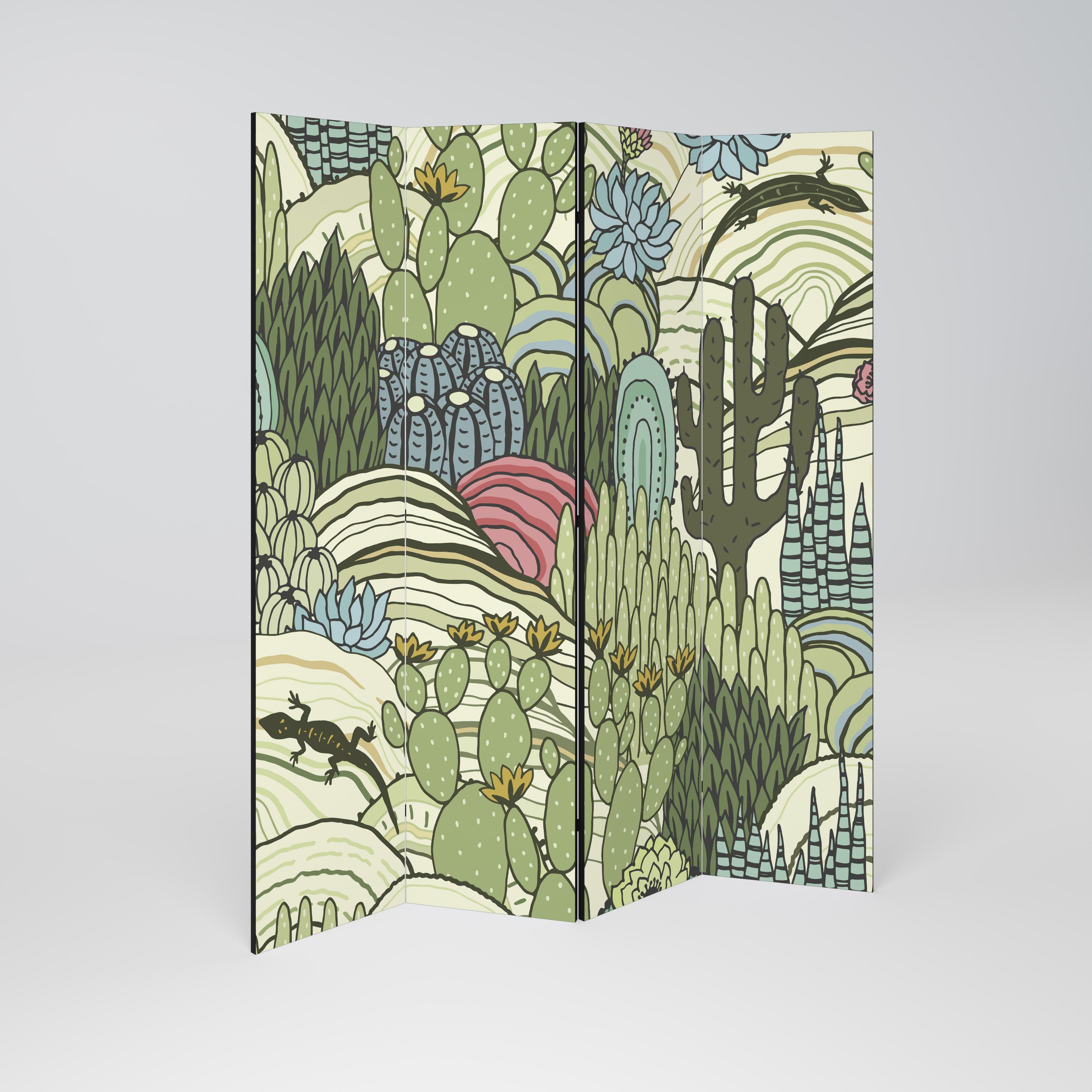 SUCCULENTER KALEIDOSKOP Dekorativ rumsavdelare med 4 paneler