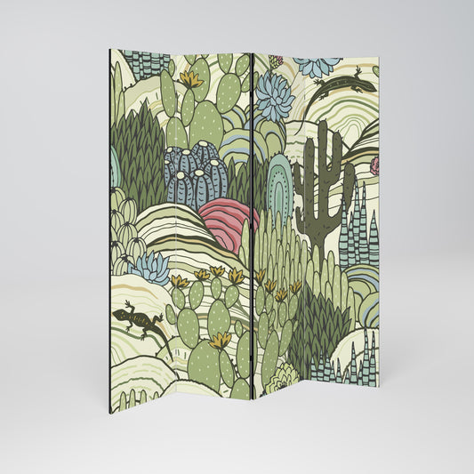 SUCCULENTER KALEIDOSKOP Dekorativ rumsavdelare med 4 paneler