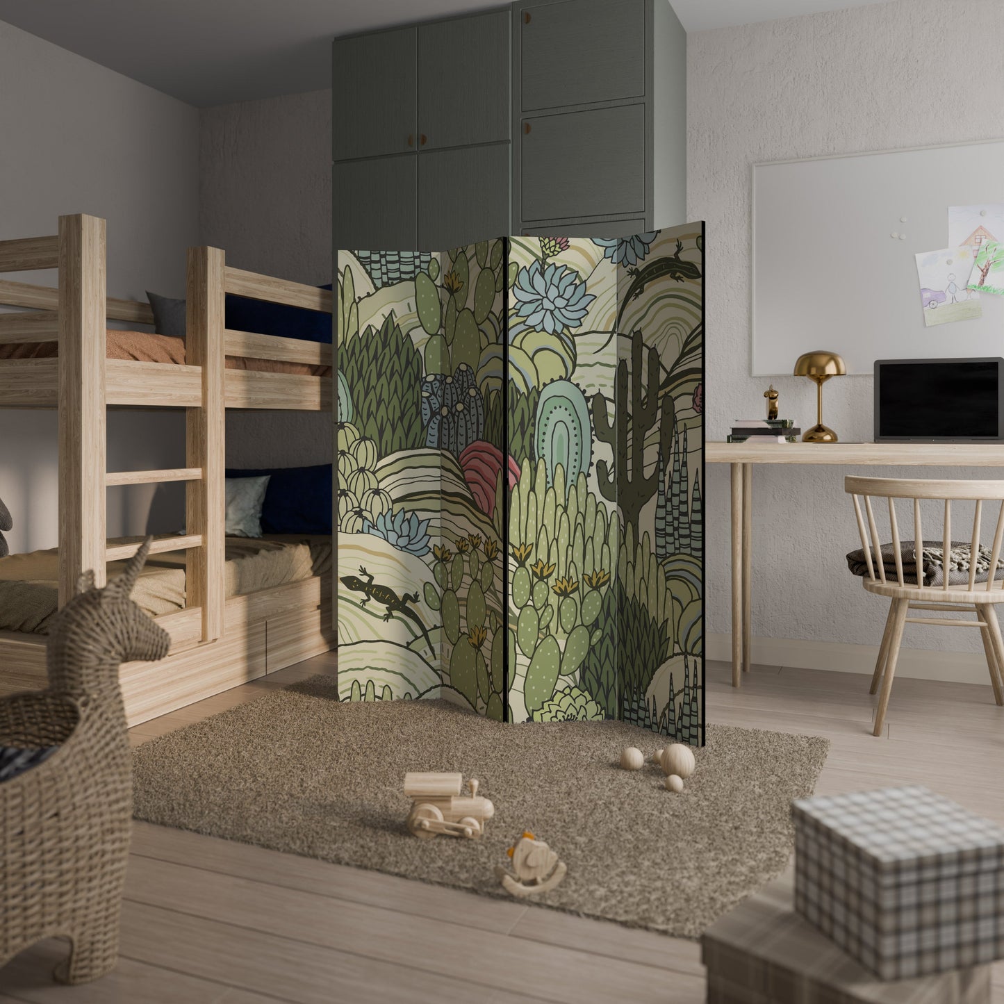 SUCCULENTS KALEIDOSCOPE Decorative 4-Panel Room Divider