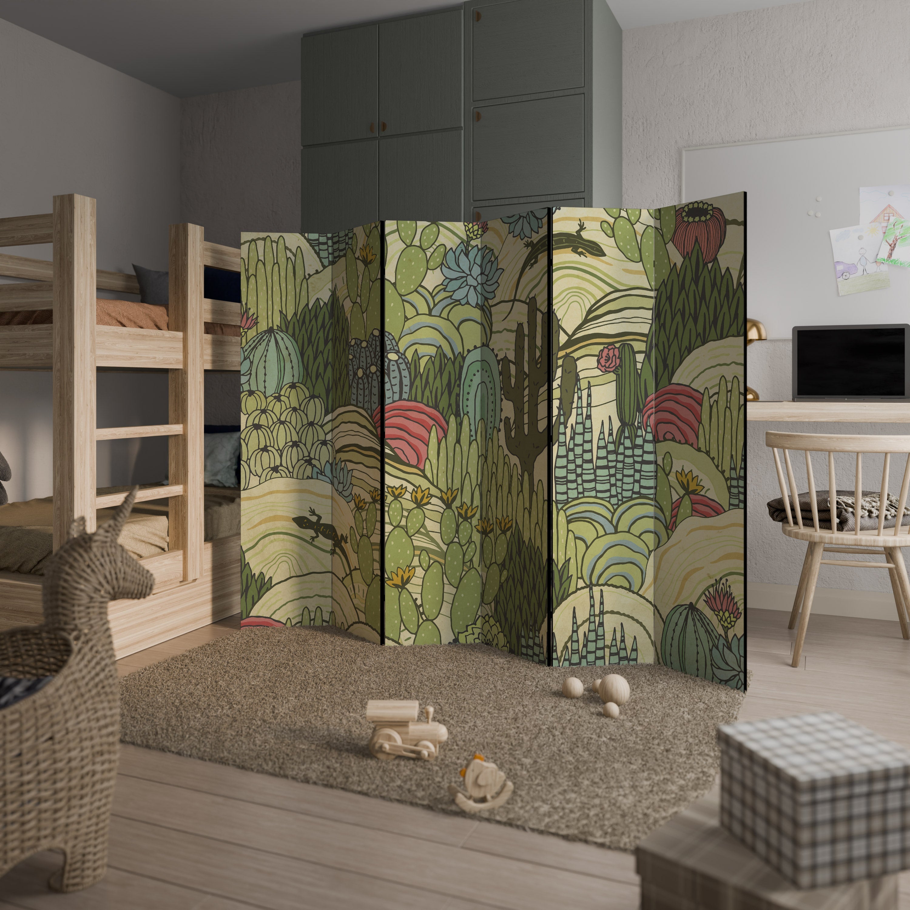 SUCCULENTER KALEIDOSKOP Dekorativ rumsavdelare med 6 paneler