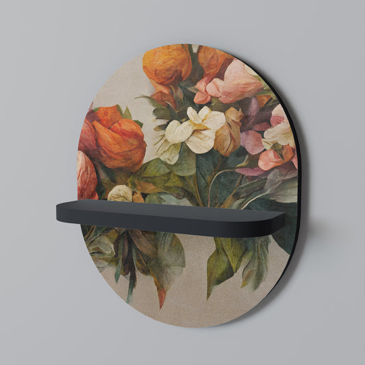 STYLISH BEAUTY Oval Art Shelf In Black Finish