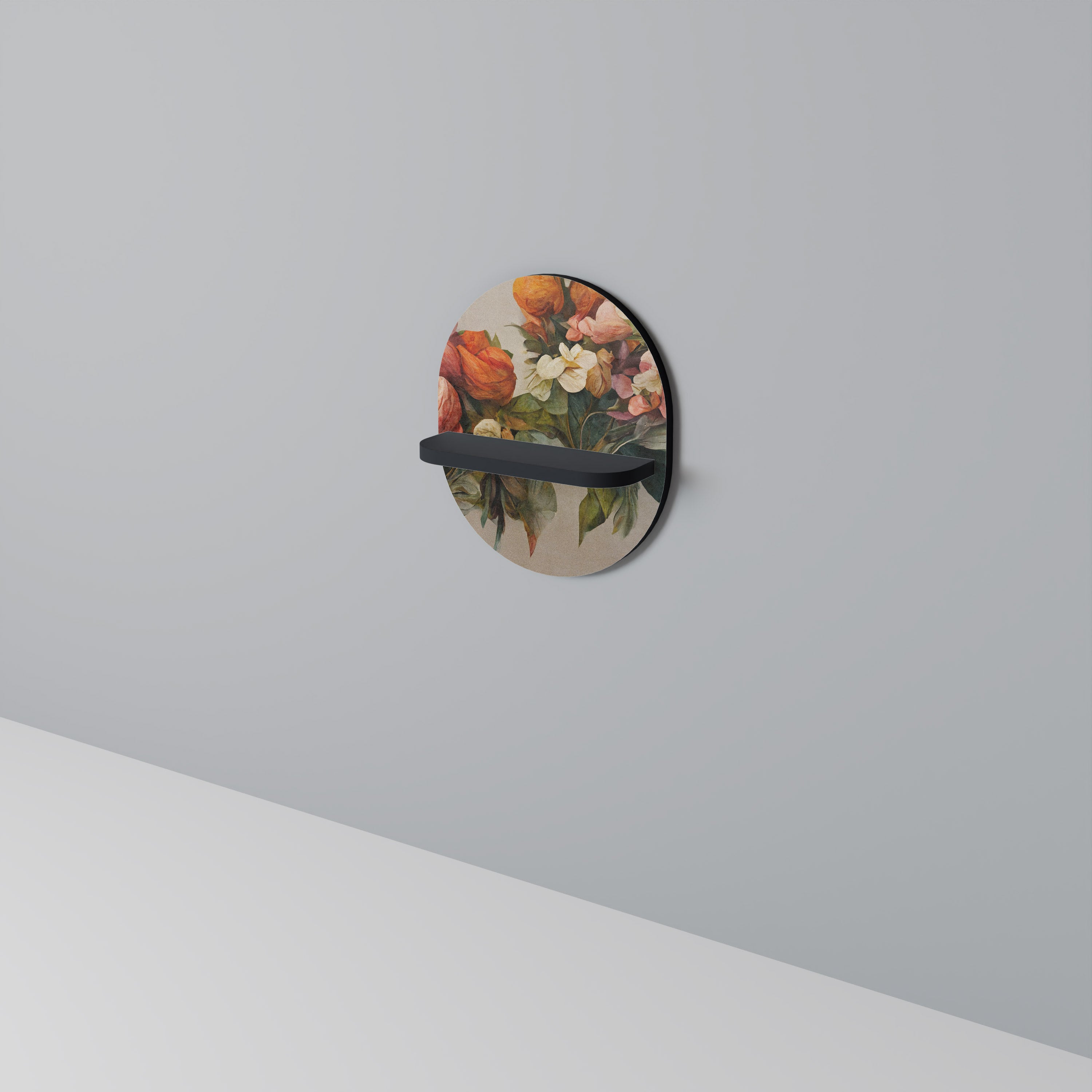 STYLISH BEAUTY Oval konsthylla i svart finish