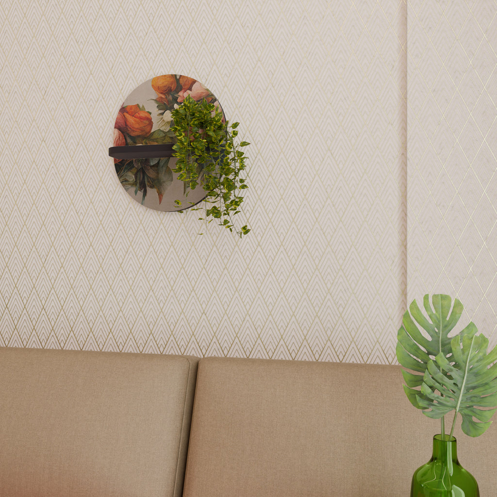 STYLISH BEAUTY Oval konsthylla i svart finish