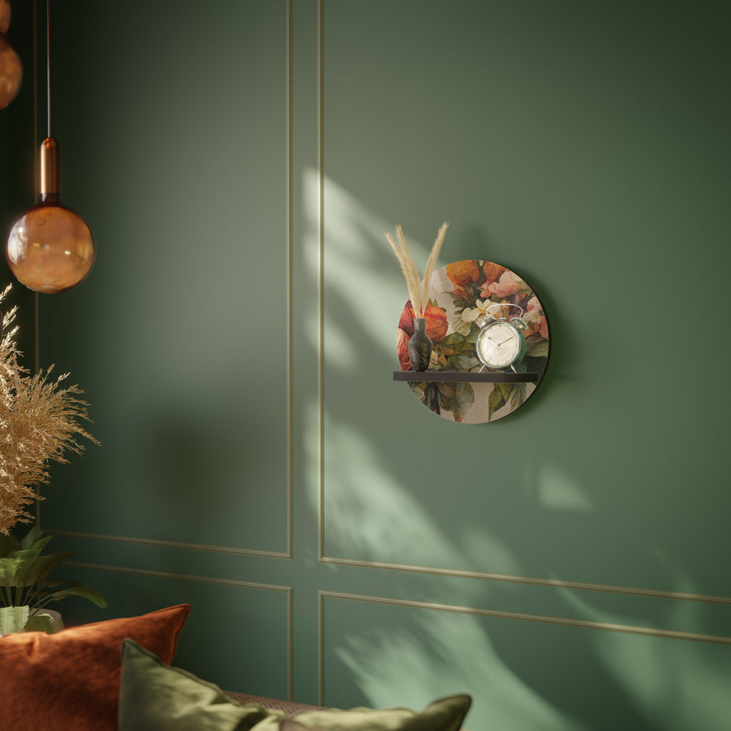 STYLISH BEAUTY Rund konsthylla i svart finish