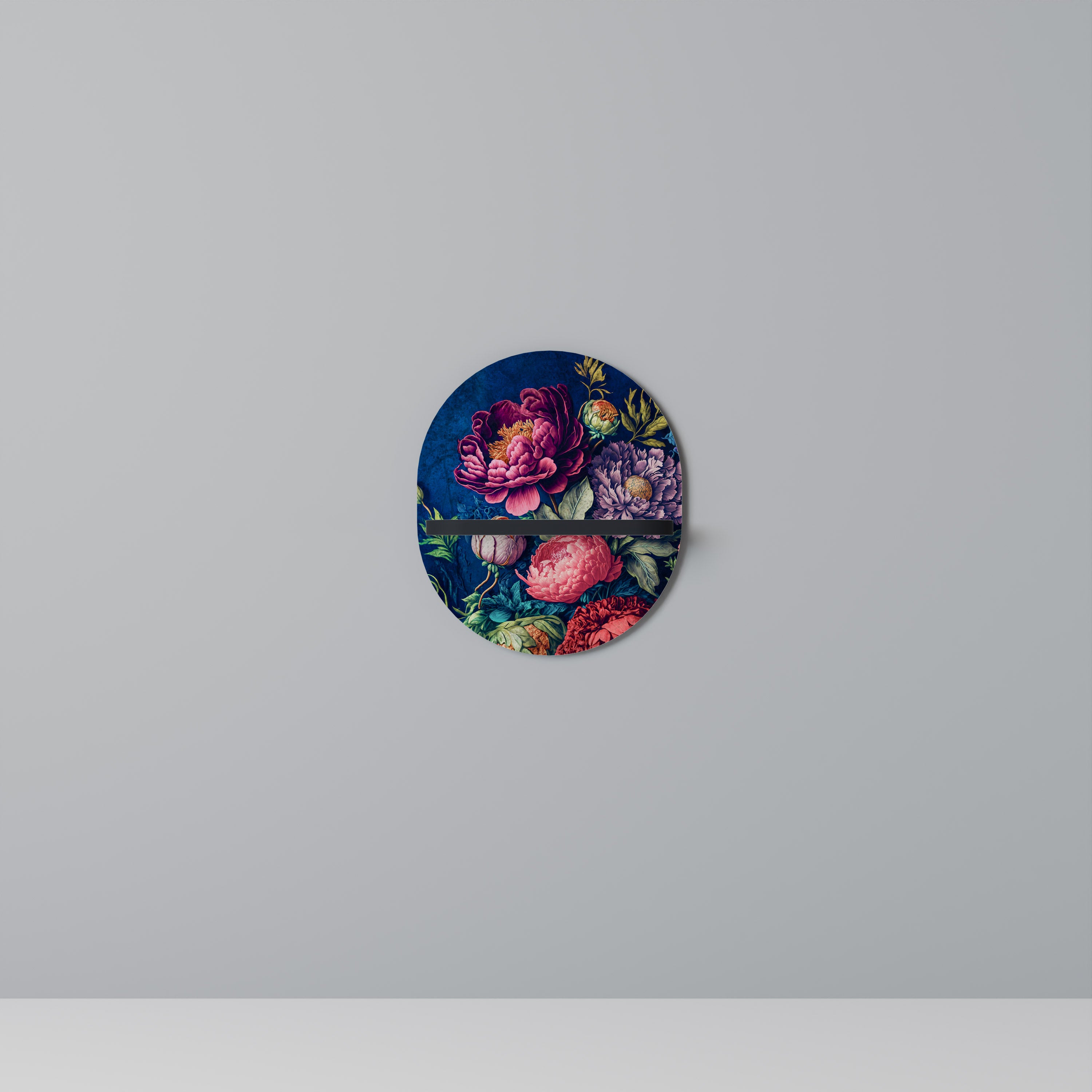 BLOOMING ELEGANCE Oval konsthylla i svart finish