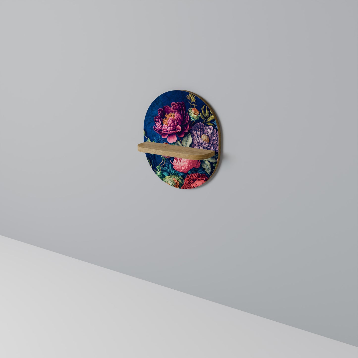 BLOOMING ELEGANCE Oval konsthylla i ekeffekt