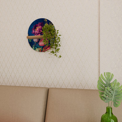 BLOOMING ELEGANCE Oval konsthylla i ekeffekt