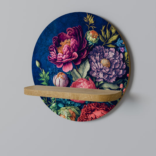 BLOOMING ELEGANCE Round Art Shelf In Oak Effect