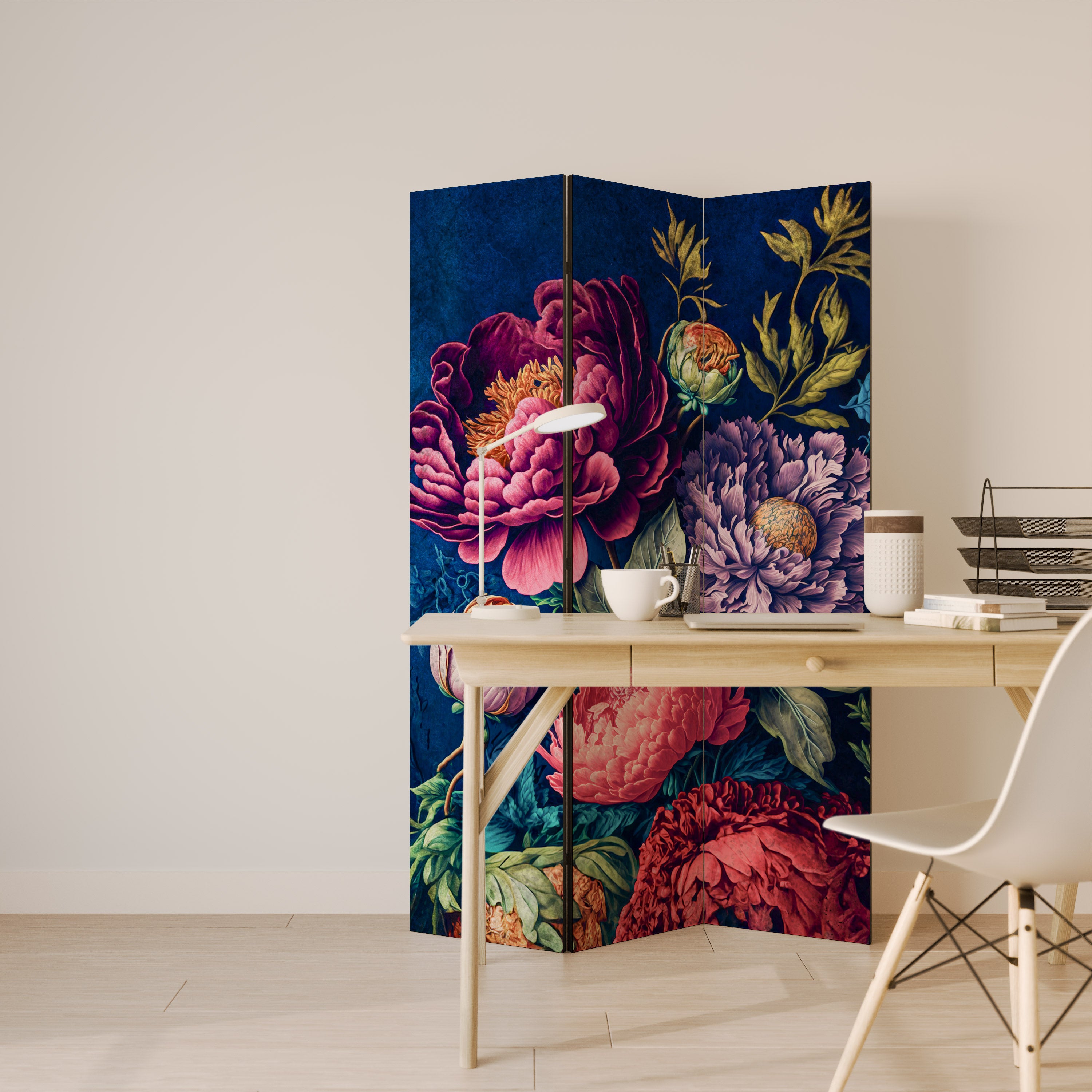 BLOOMING ELEGANCE Dekorativ rumsavdelare – 3 paneler