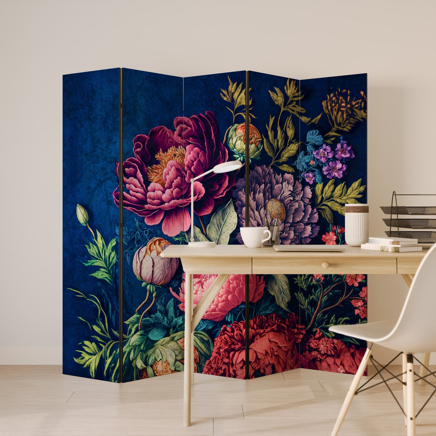 BLOOMING ELEGANCE Dekorativ rumsavdelare med 5 paneler