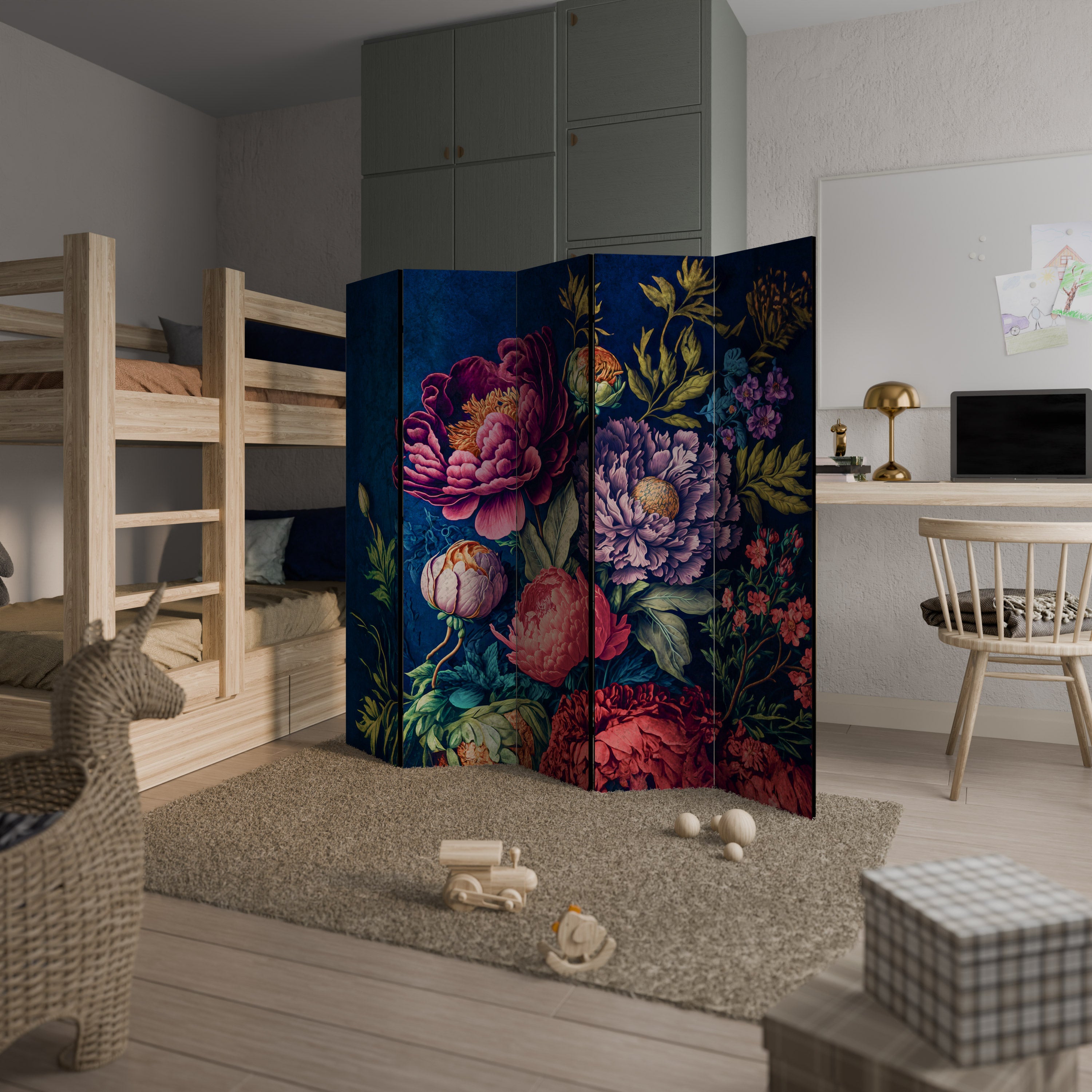BLOOMING ELEGANCE Dekorativ rumsavdelare – 5 paneler