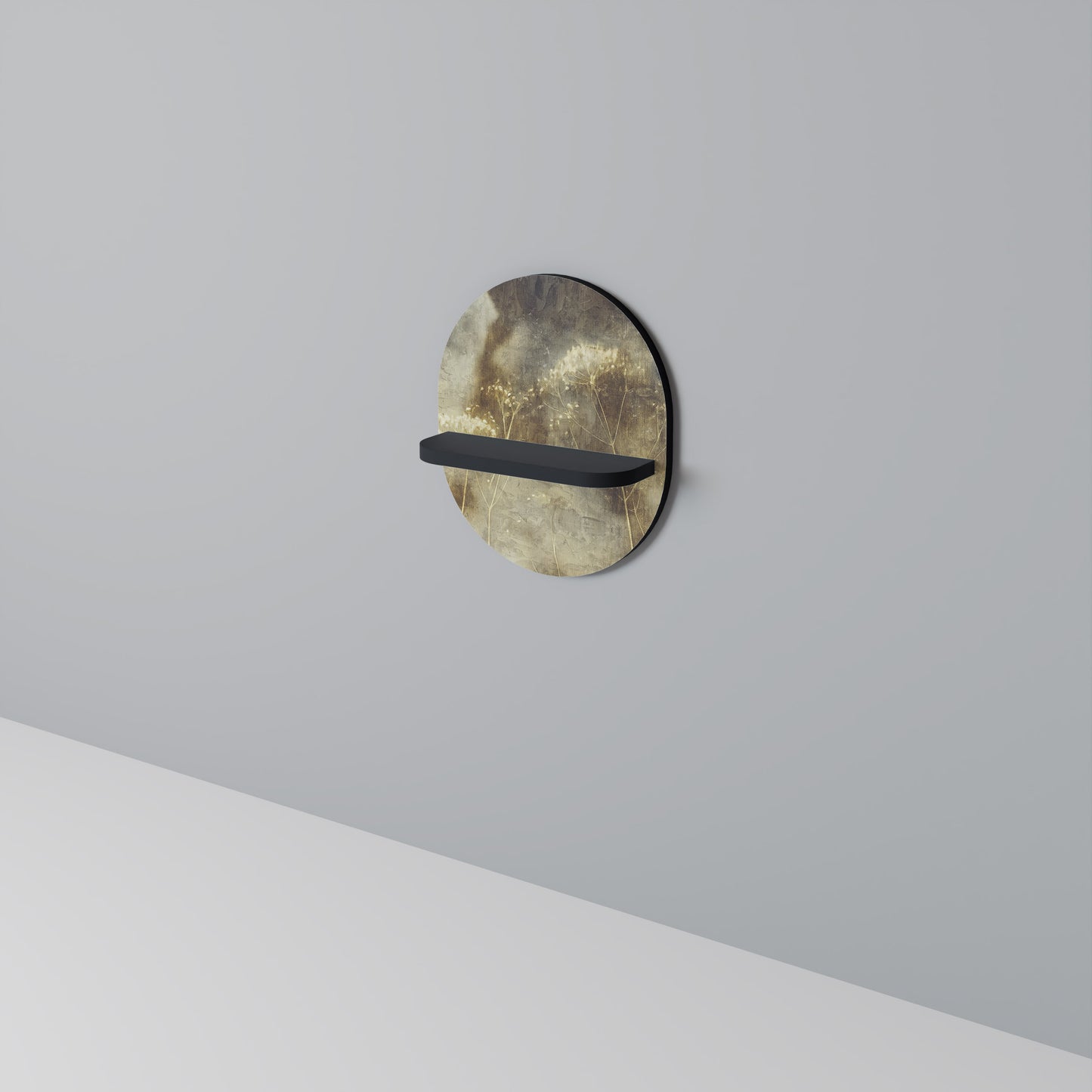 GENTLE POWER Oval konsthylla i svart finish