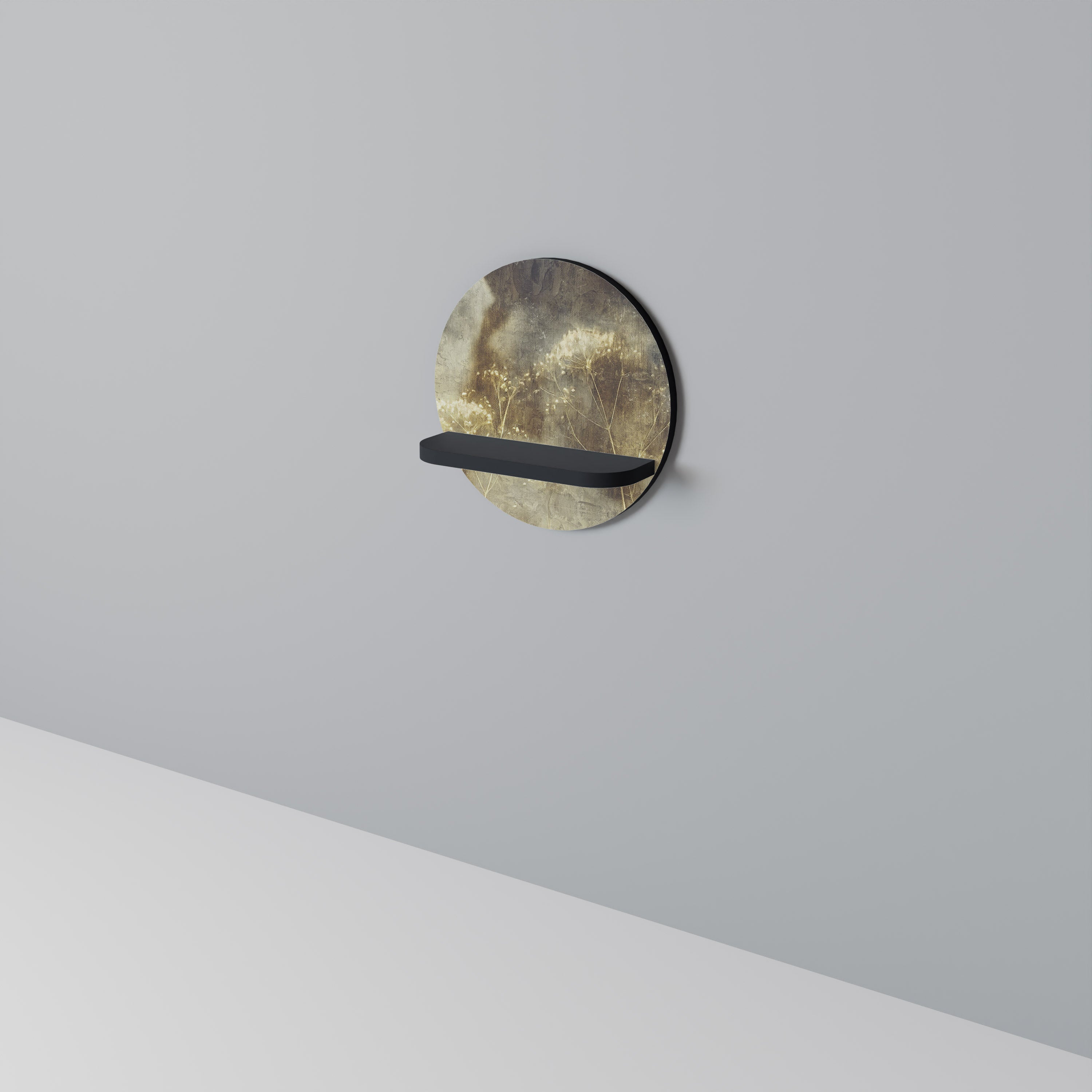 GENTLE POWER Rund konsthylla i svart finish