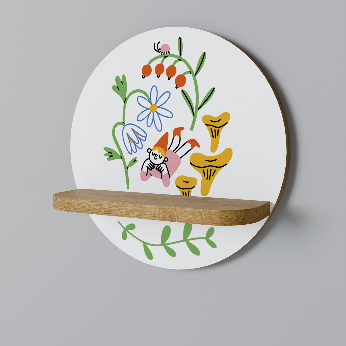 GARDEN LIFE Round Art Shelf In Oak Effect