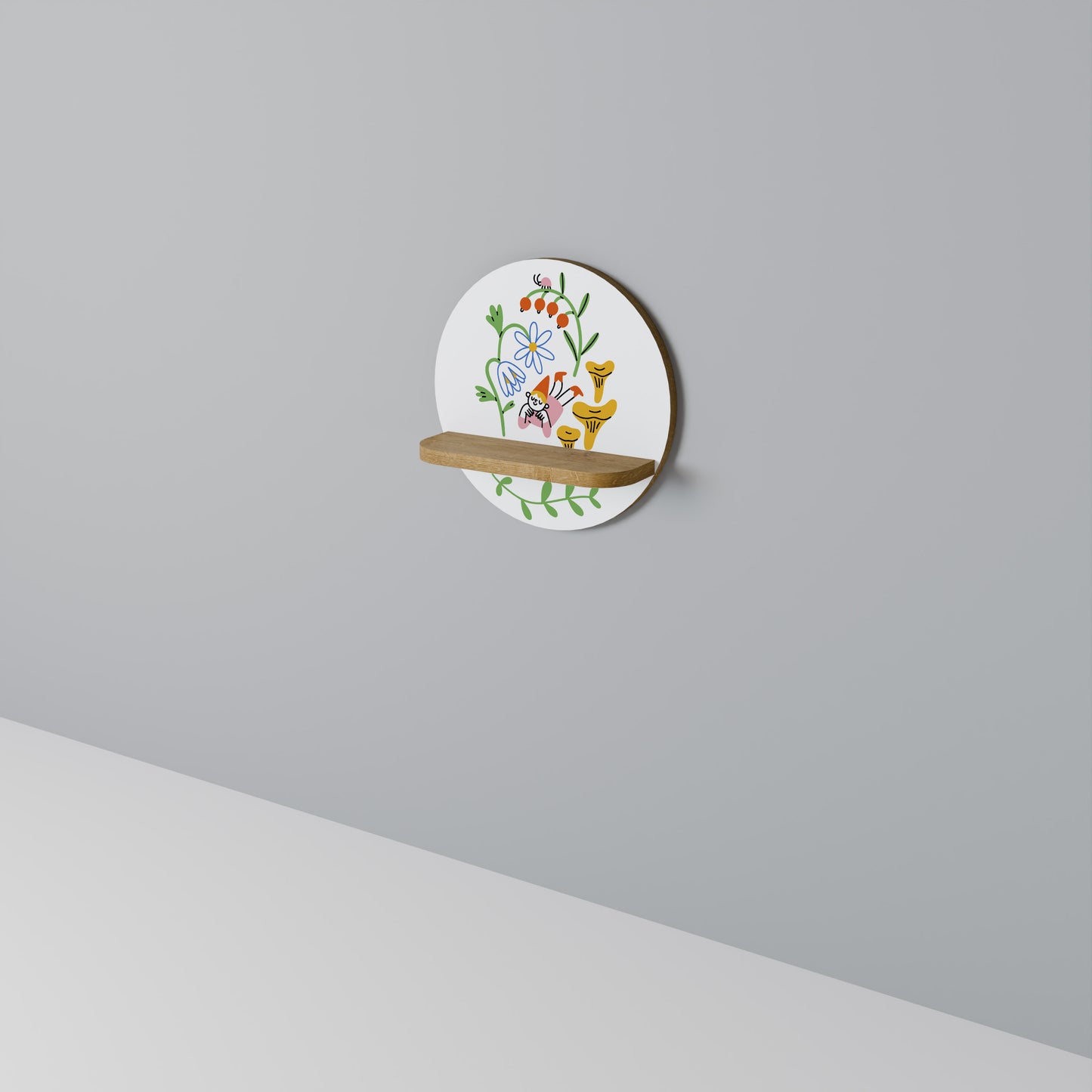 GARDEN LIFE Round Art Shelf In Oak Effect