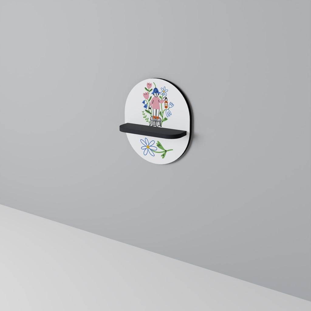 GARDEN GUARDIAN Oval konsthylla i svart finish