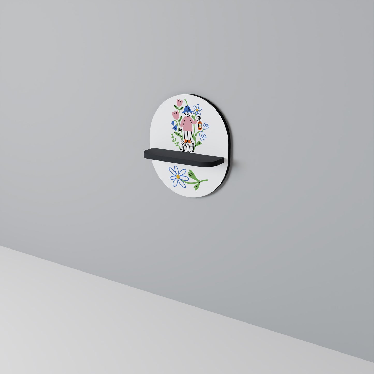 GARDEN GUARDIAN Oval konsthylla i svart finish