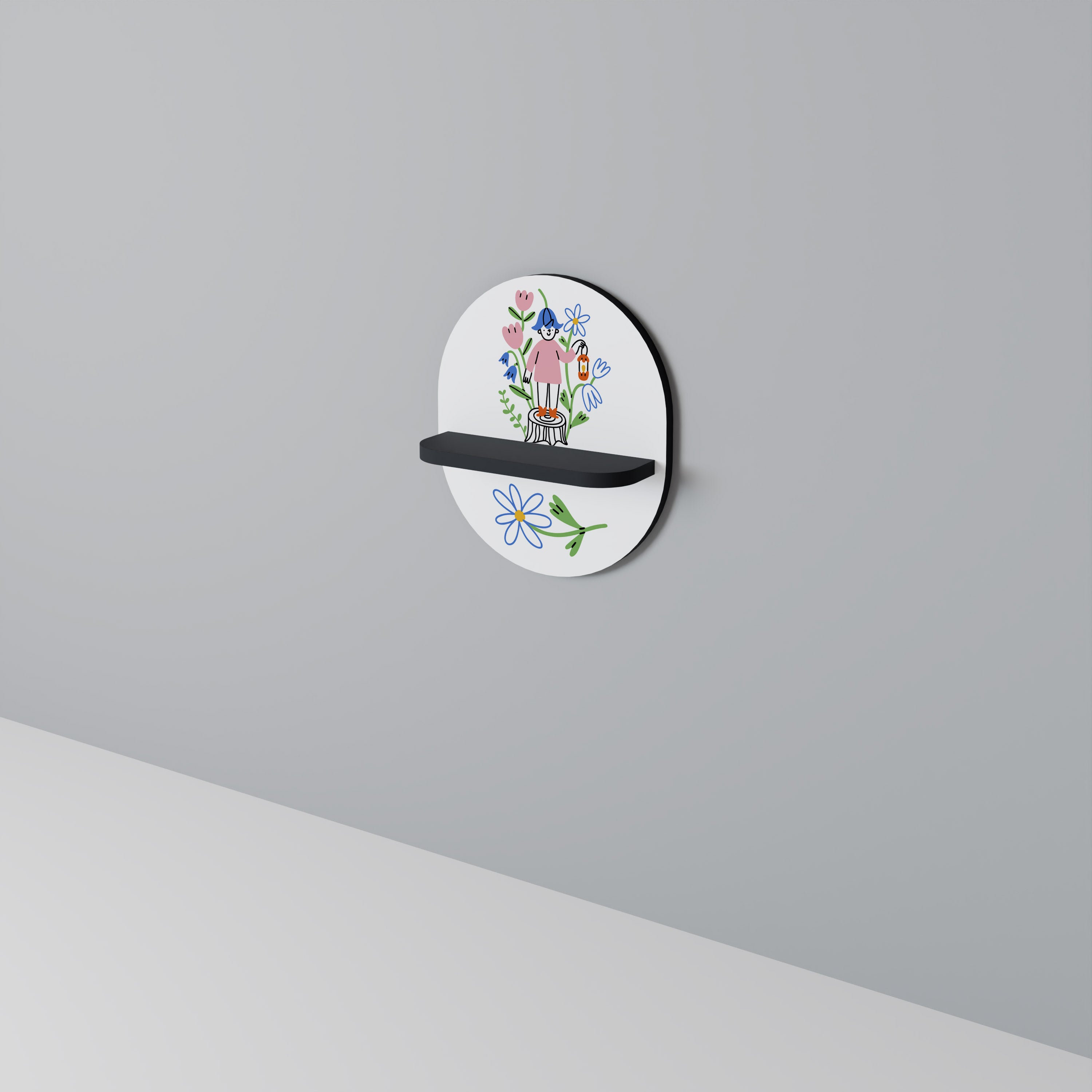 GARDEN GUARDIAN Oval konsthylla i svart finish