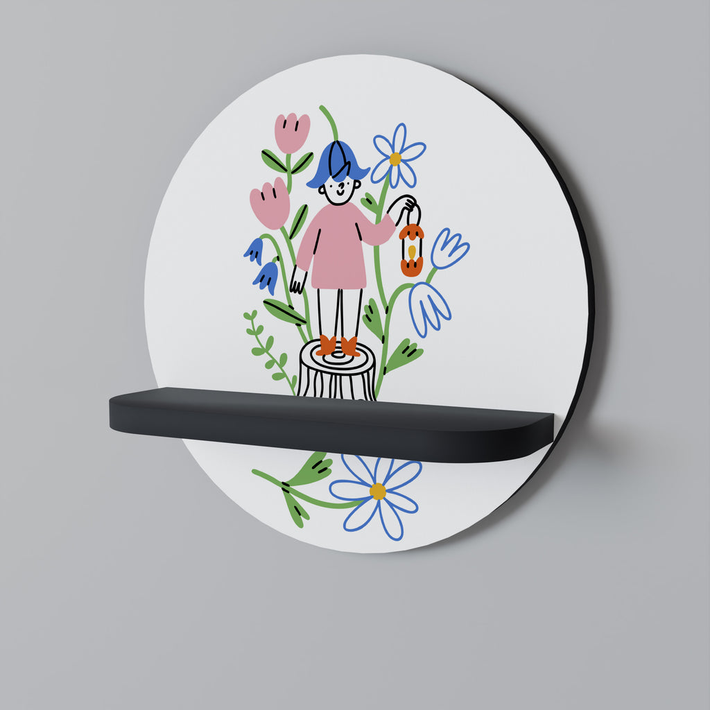 GARDEN GUARDIAN Rund konsthylla i svart finish