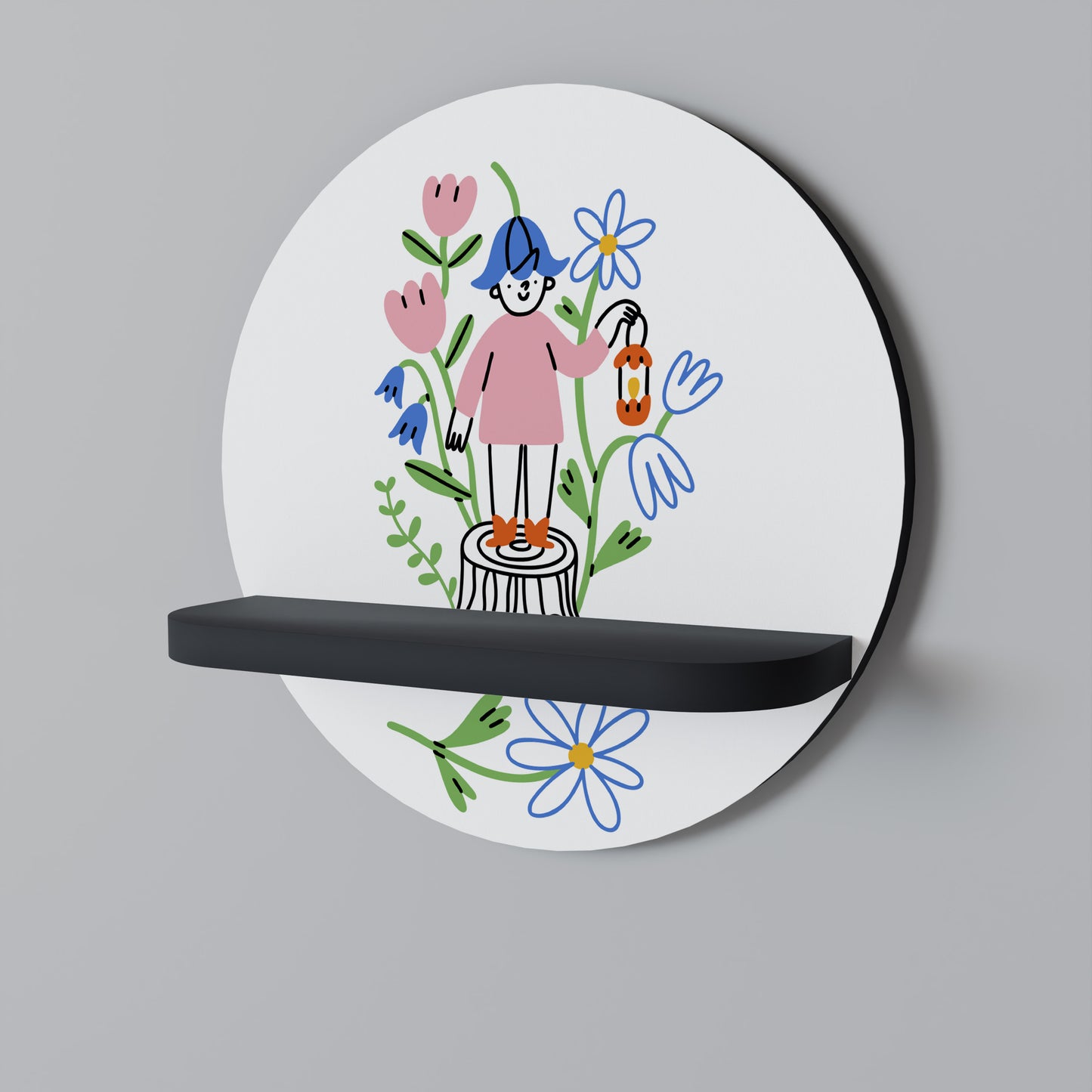 GARDEN GUARDIAN Rund konsthylla i svart finish