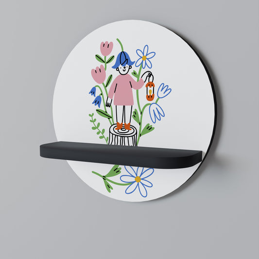 GARDEN GUARDIAN Rund konsthylla i svart finish