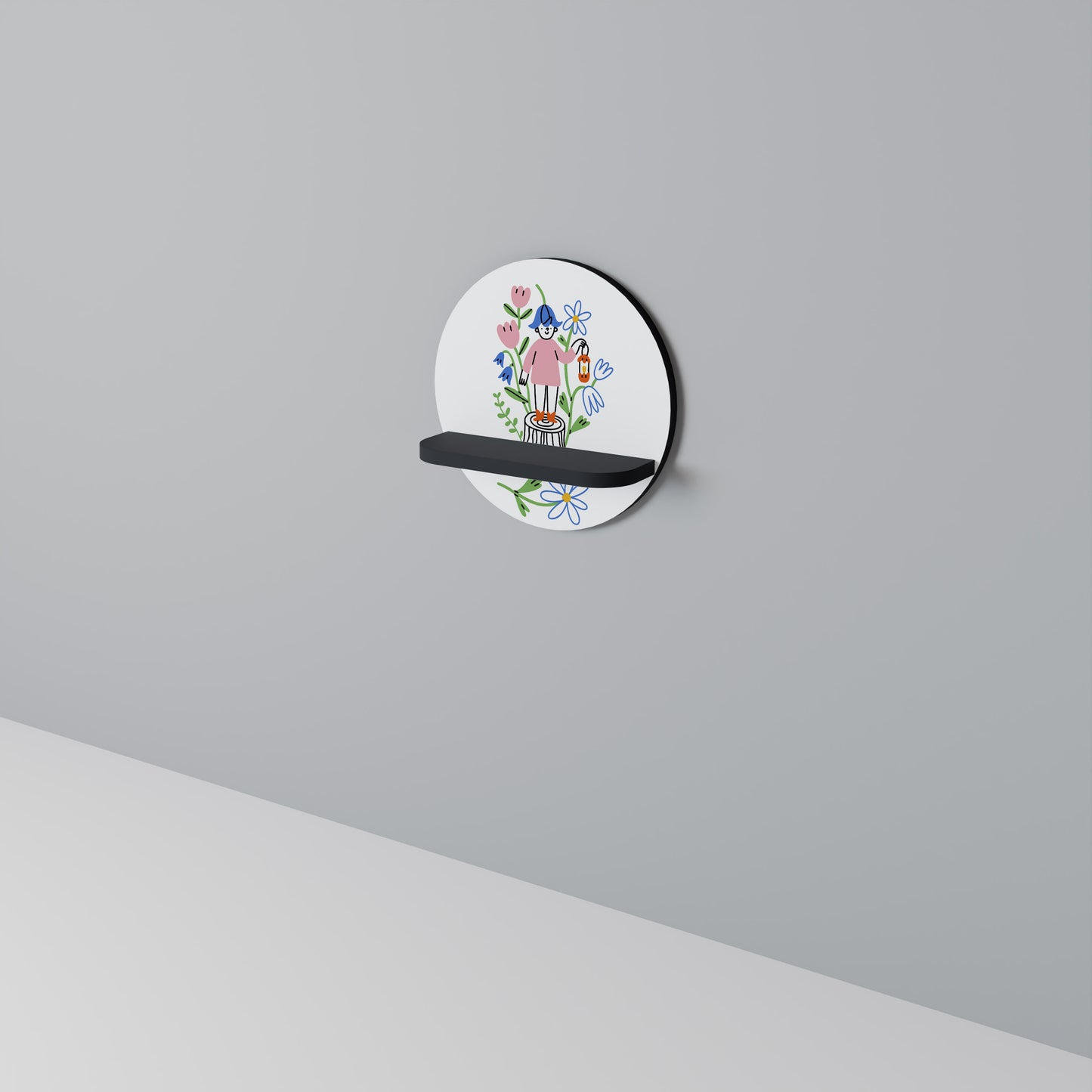 GARDEN GUARDIAN Rund konsthylla i svart finish