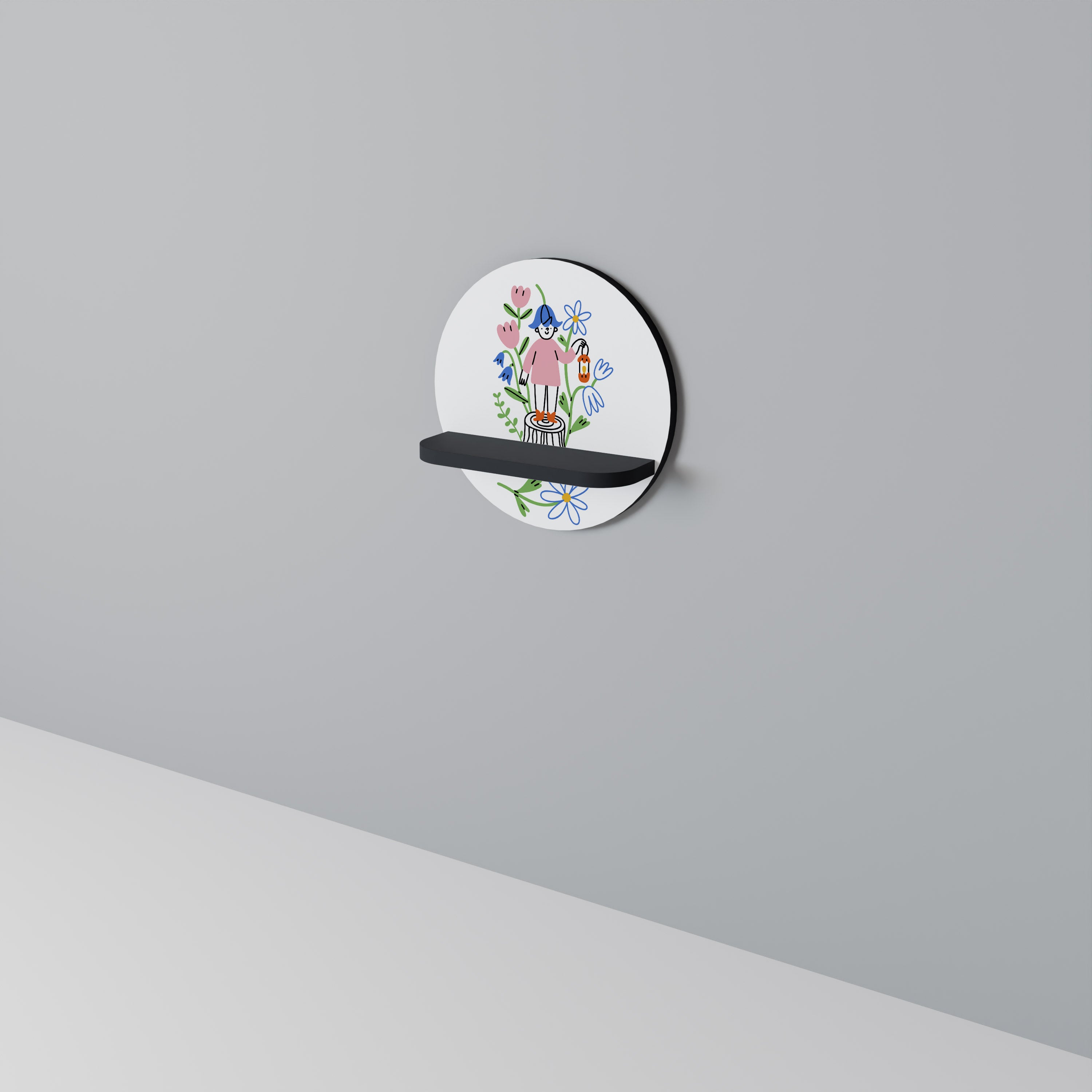 GARDEN GUARDIAN Rund konsthylla i svart finish