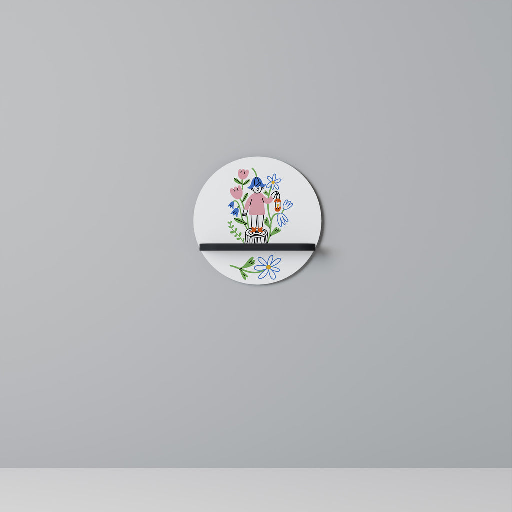 GARDEN GUARDIAN Rund konsthylla i svart finish