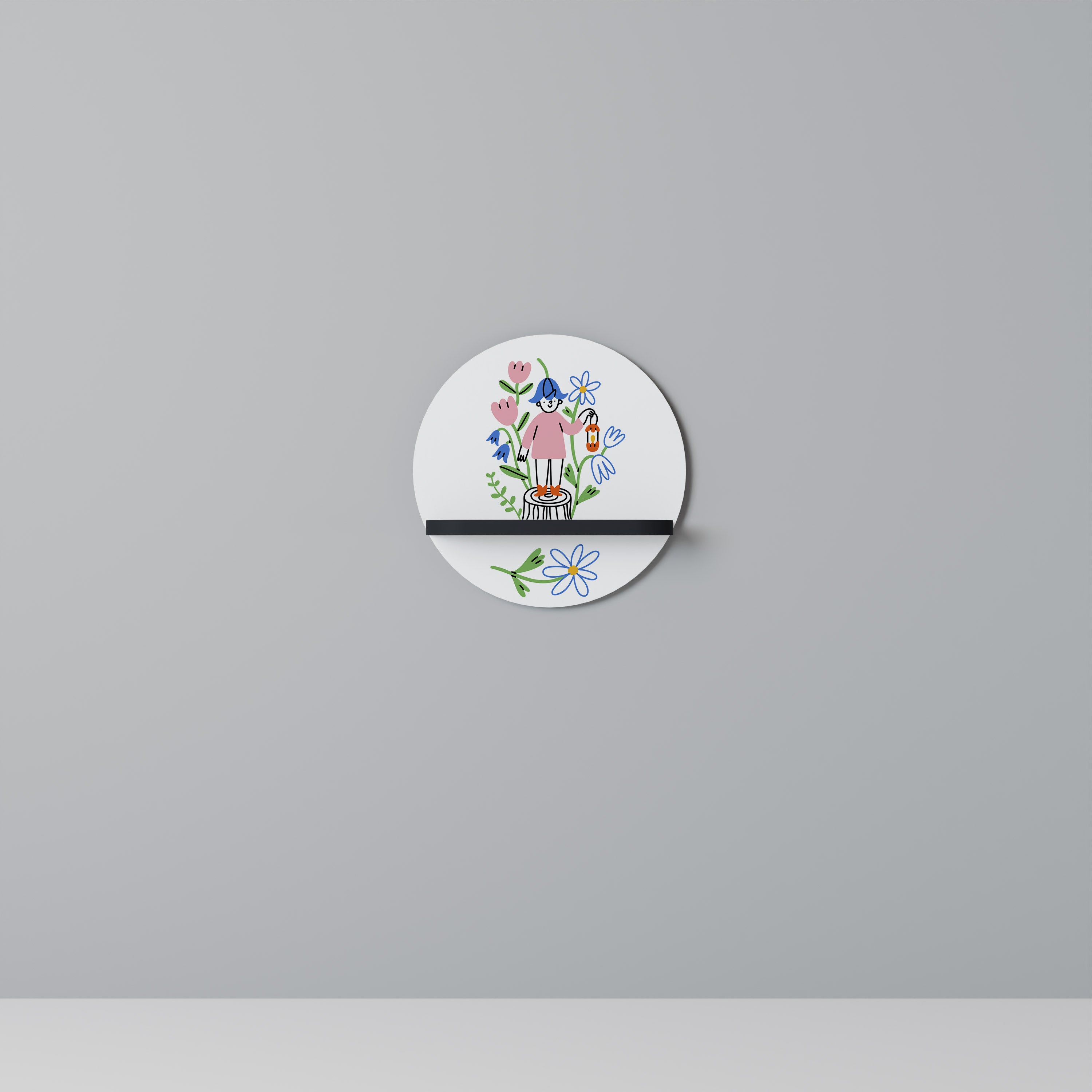 GARDEN GUARDIAN Rund konsthylla i svart finish