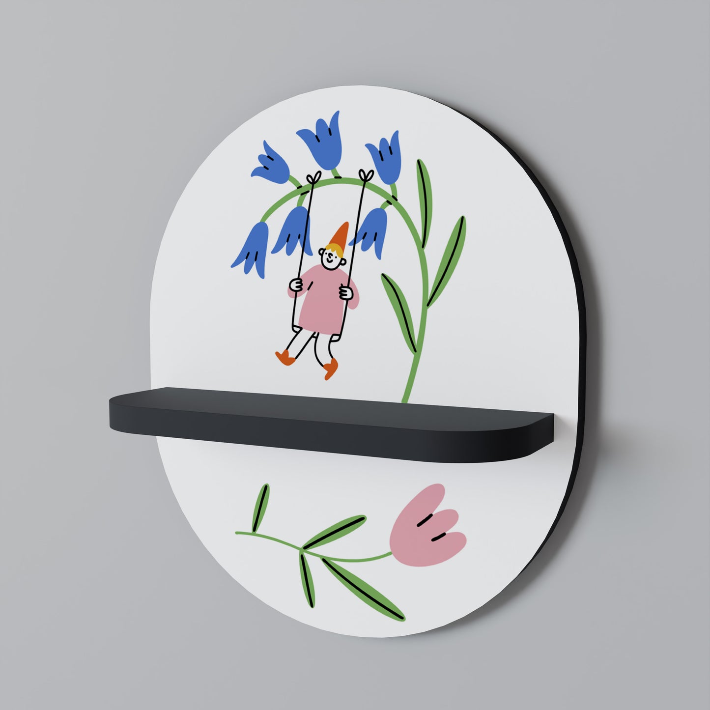 GARDEN JOY Oval konsthylla i svart finish