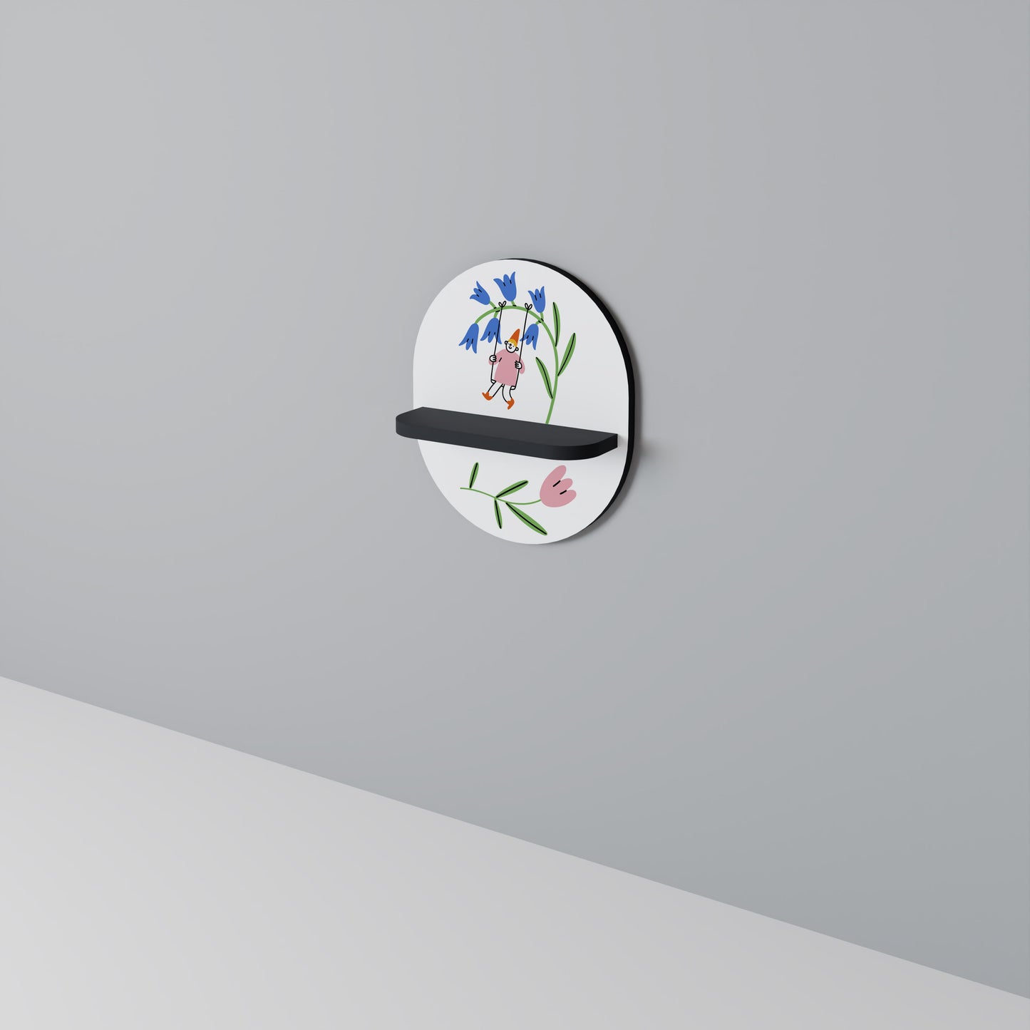 GARDEN JOY Oval konsthylla i svart finish
