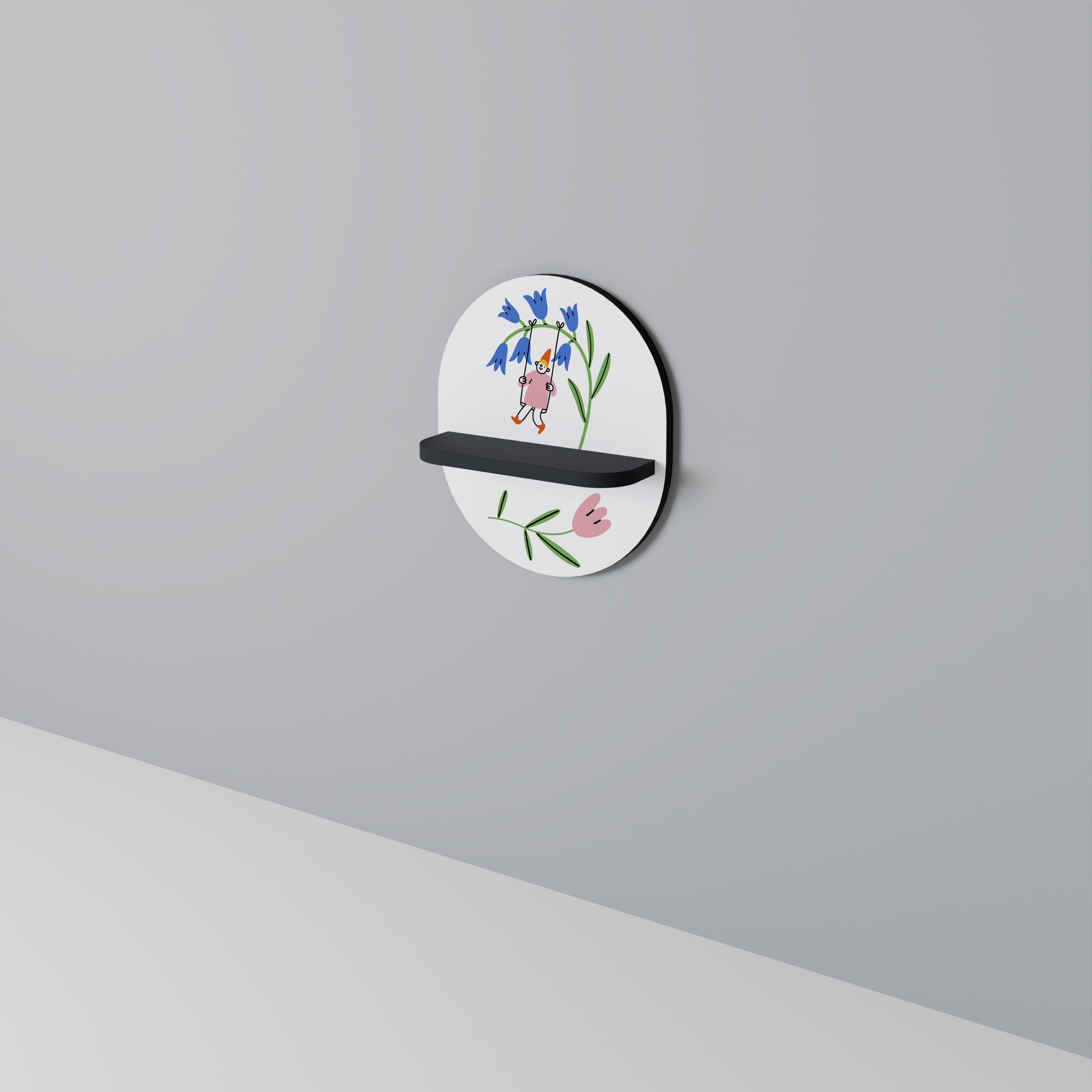 GARDEN JOY Oval konsthylla i svart finish