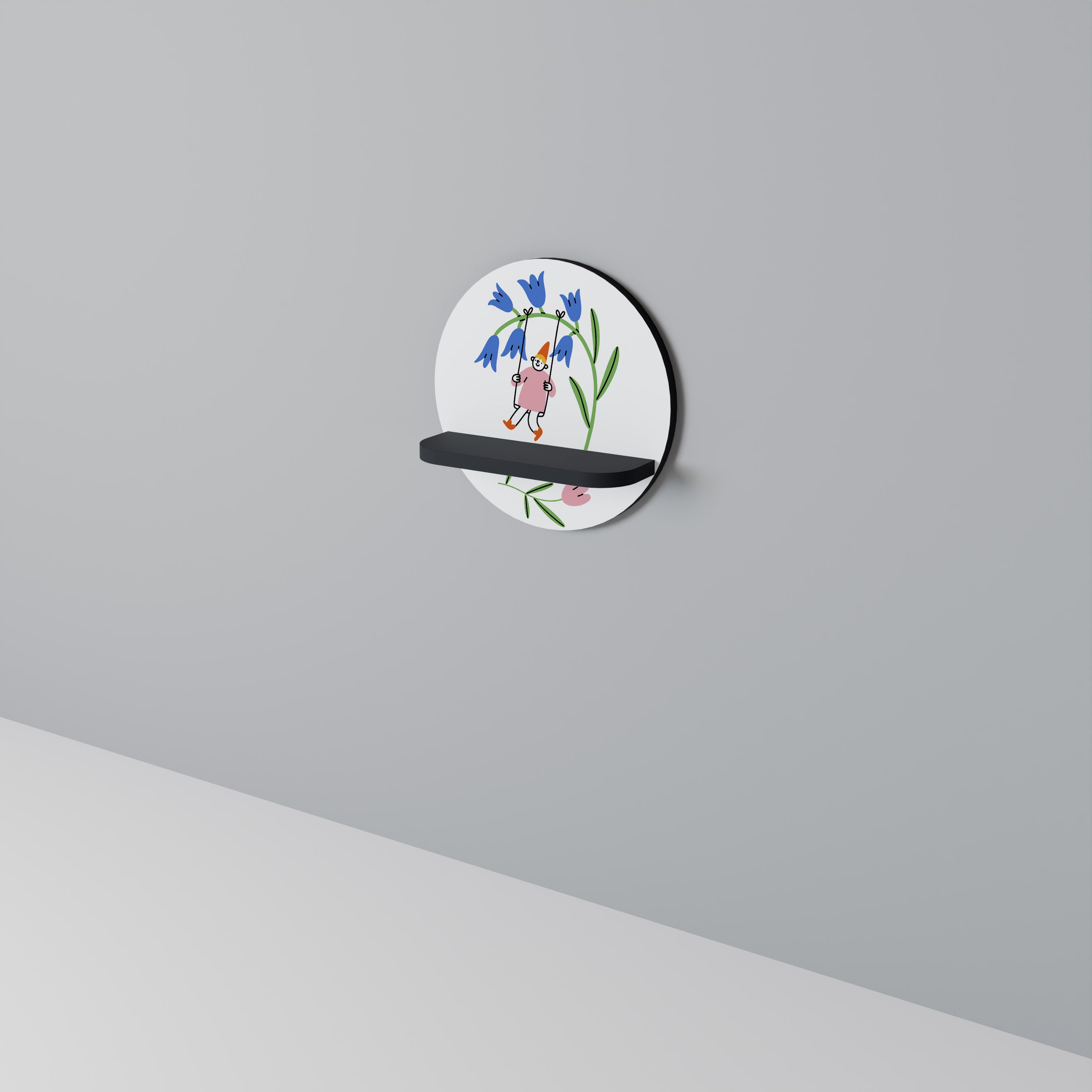 GARDEN JOY Rund konsthylla i svart finish