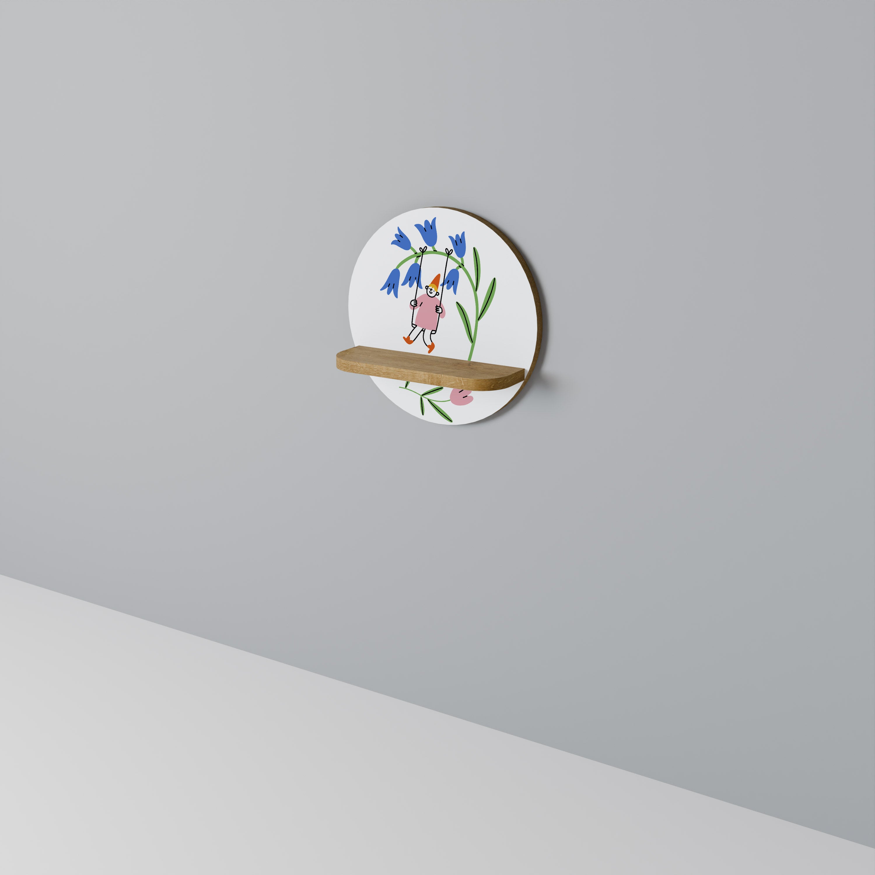 GARDEN JOY Rund Konsthylla I Ekeffekt