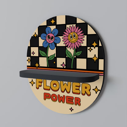 FLOWER POWER Oval konsthylla i svart finish