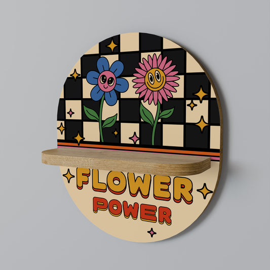 FLOWER POWER Oval Konsthylla I Ekeffekt