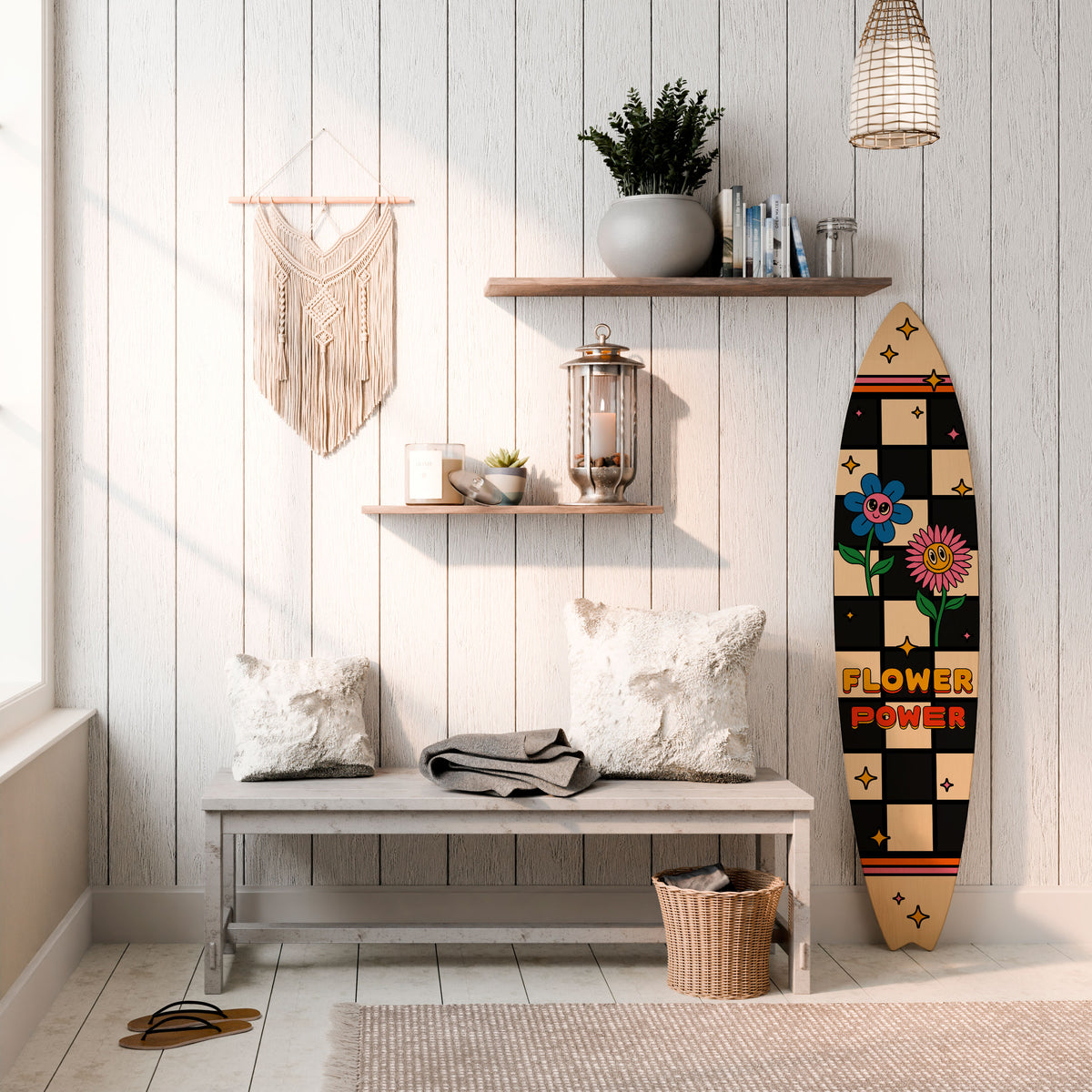 FLOWER POWER Surfboard Decorative Panel