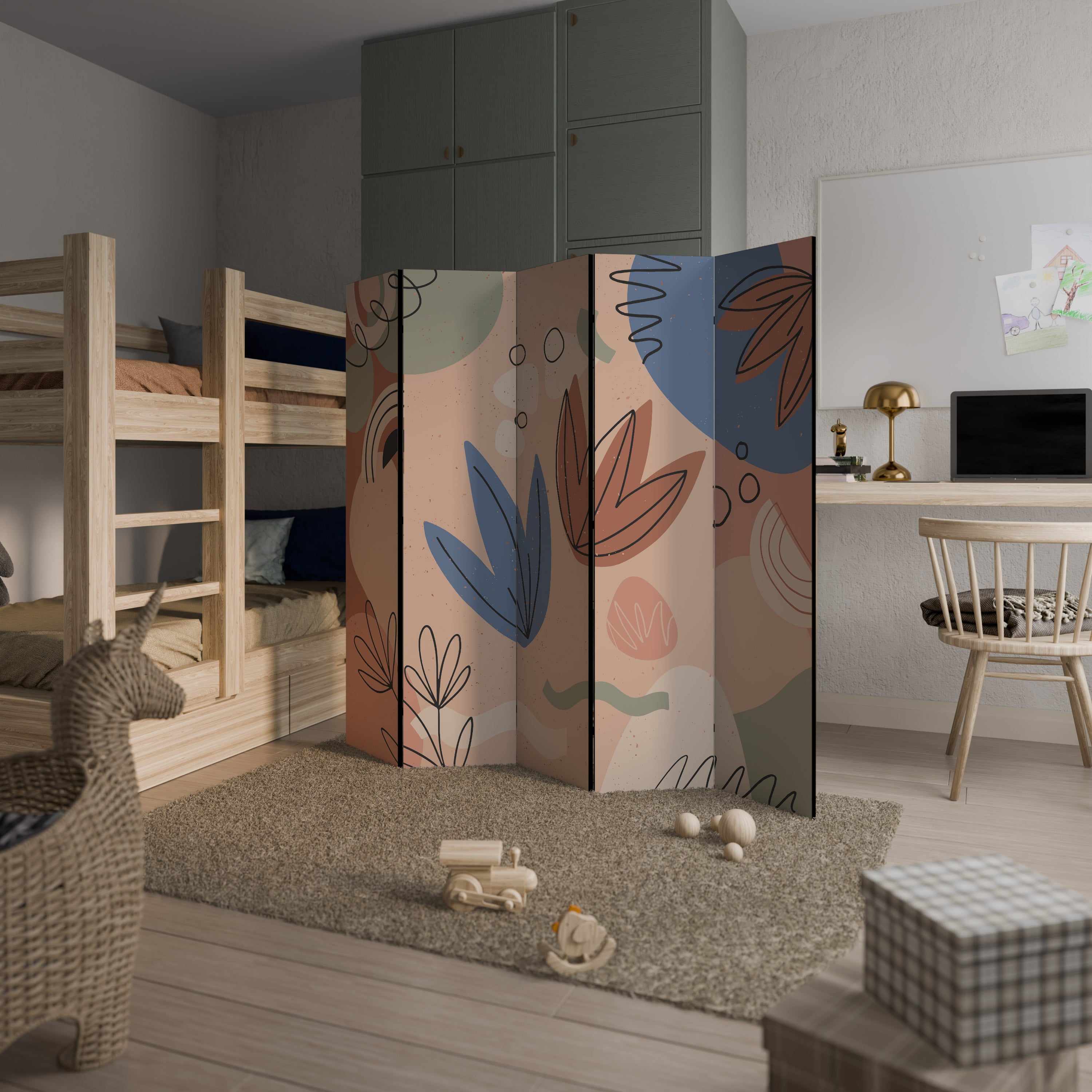 PASTEL DESTINY Dekorativ rumsavdelare – 5 paneler