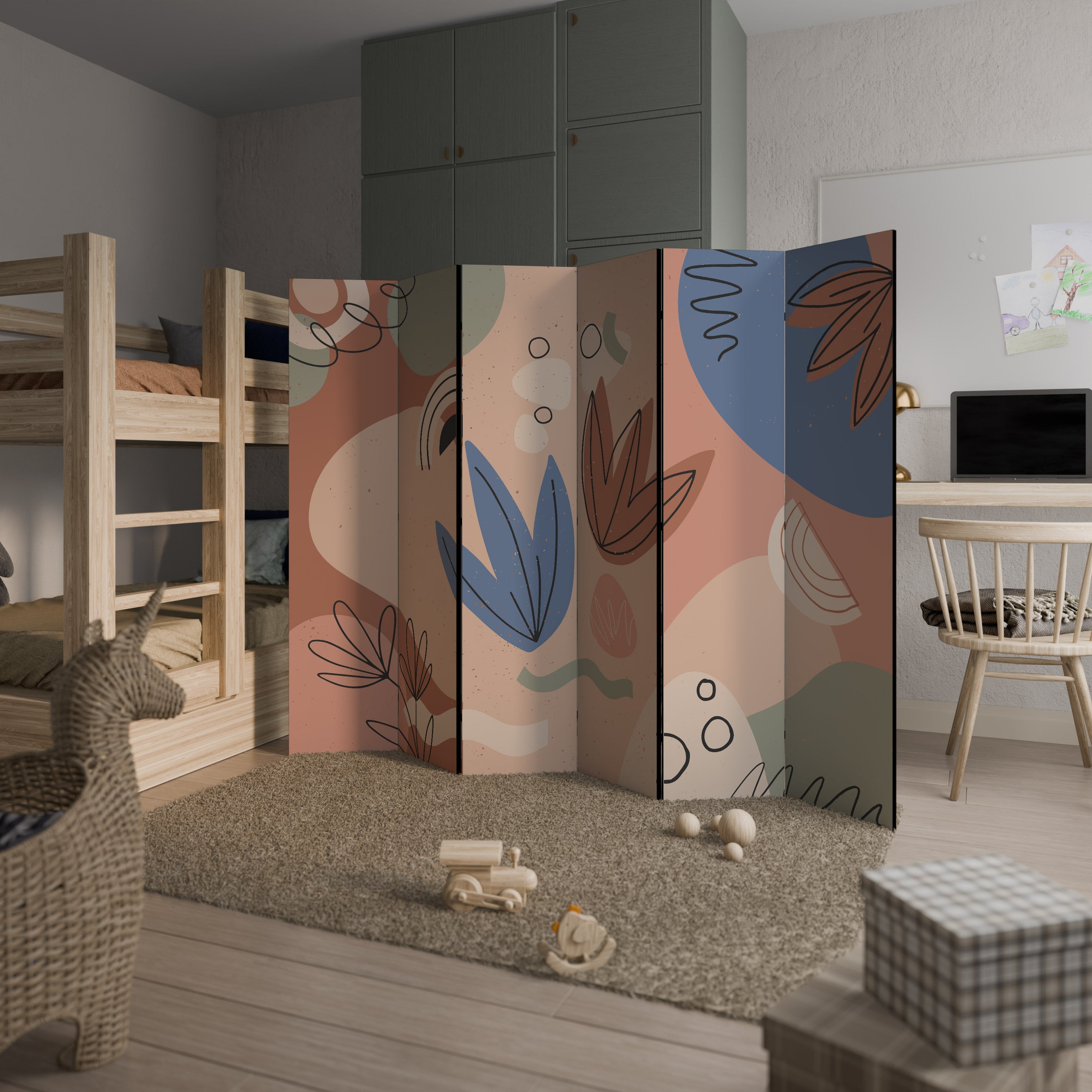 Dekorativ rumsavdelare med 6 paneler i PASTEL DESTINY