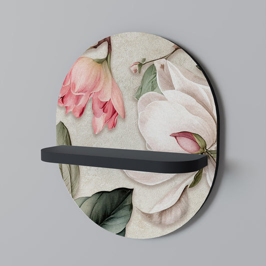 FLORAL GRACE Oval konsthylla i svart finish