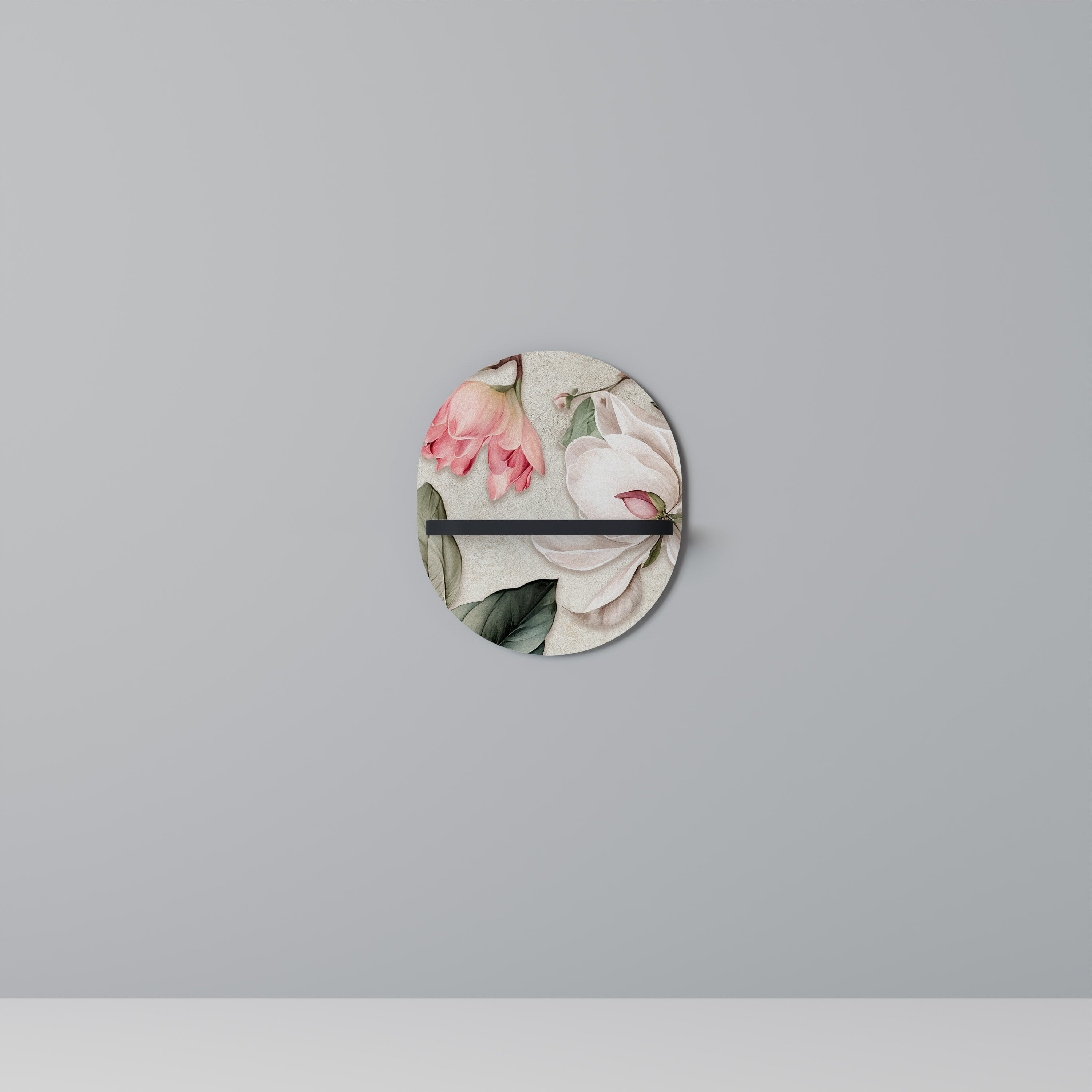 FLORAL GRACE Oval konsthylla i svart finish
