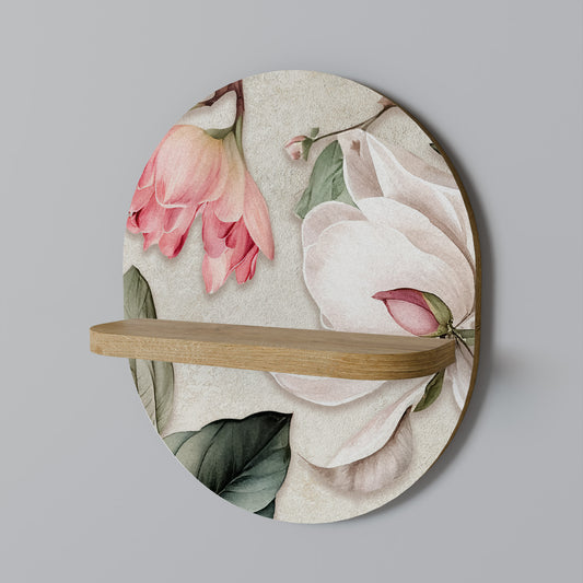 FLORAL GRACE Oval konsthylla i ekeffekt
