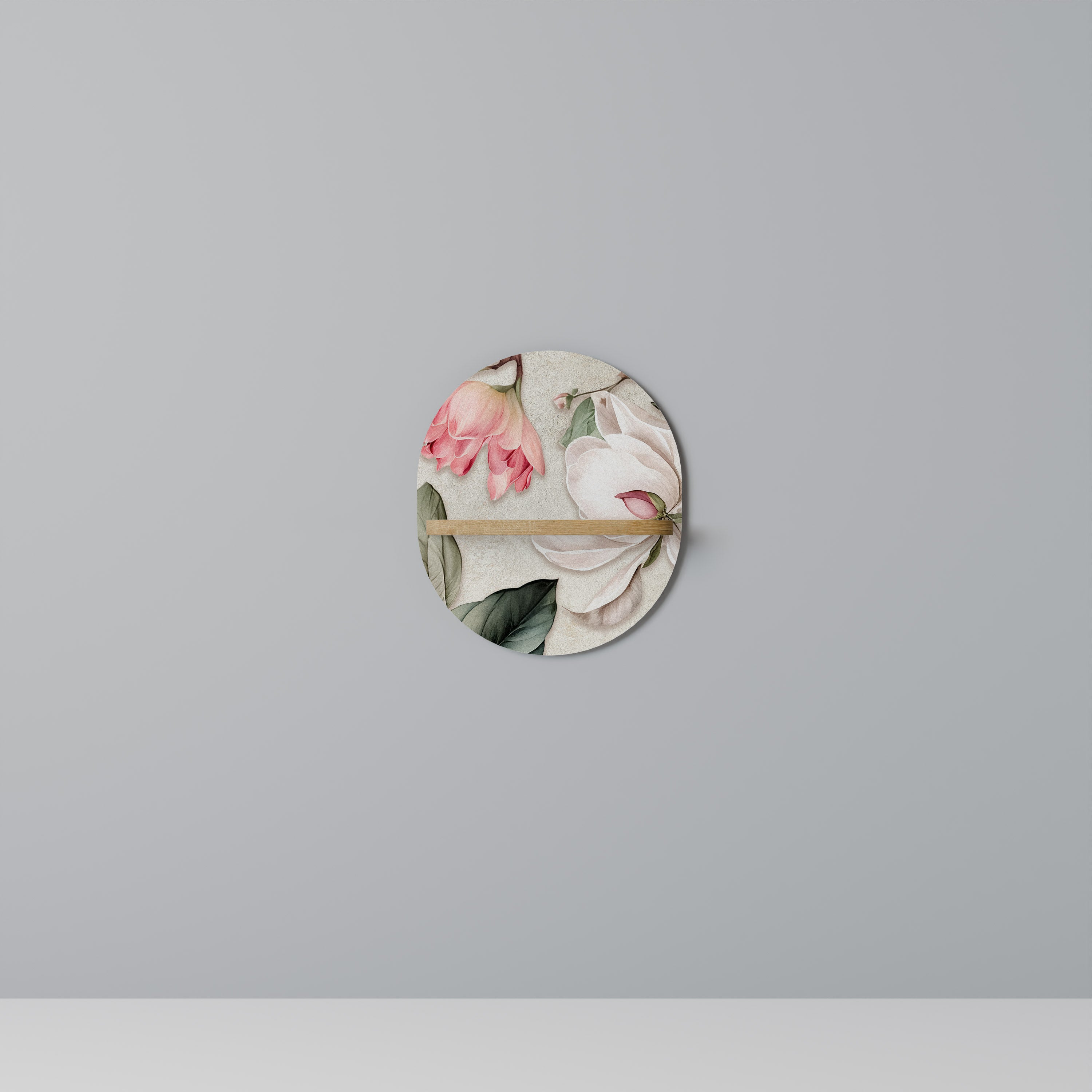 FLORAL GRACE Oval konsthylla i ekeffekt