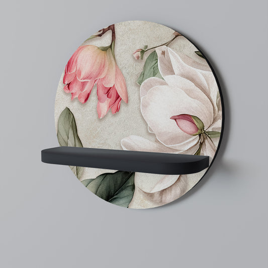 FLORAL GRACE Rund konsthylla i svart finish