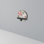 FLORAL GRACE Round Art Shelf In Black Finish
